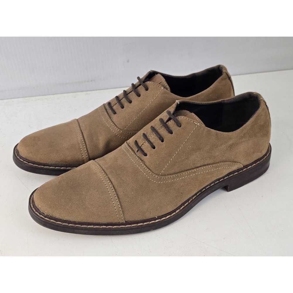 Bench Mark Lace-up Cap Toe Oxford Dress Shoe Brown Suede Tan Mens Size 8.5M